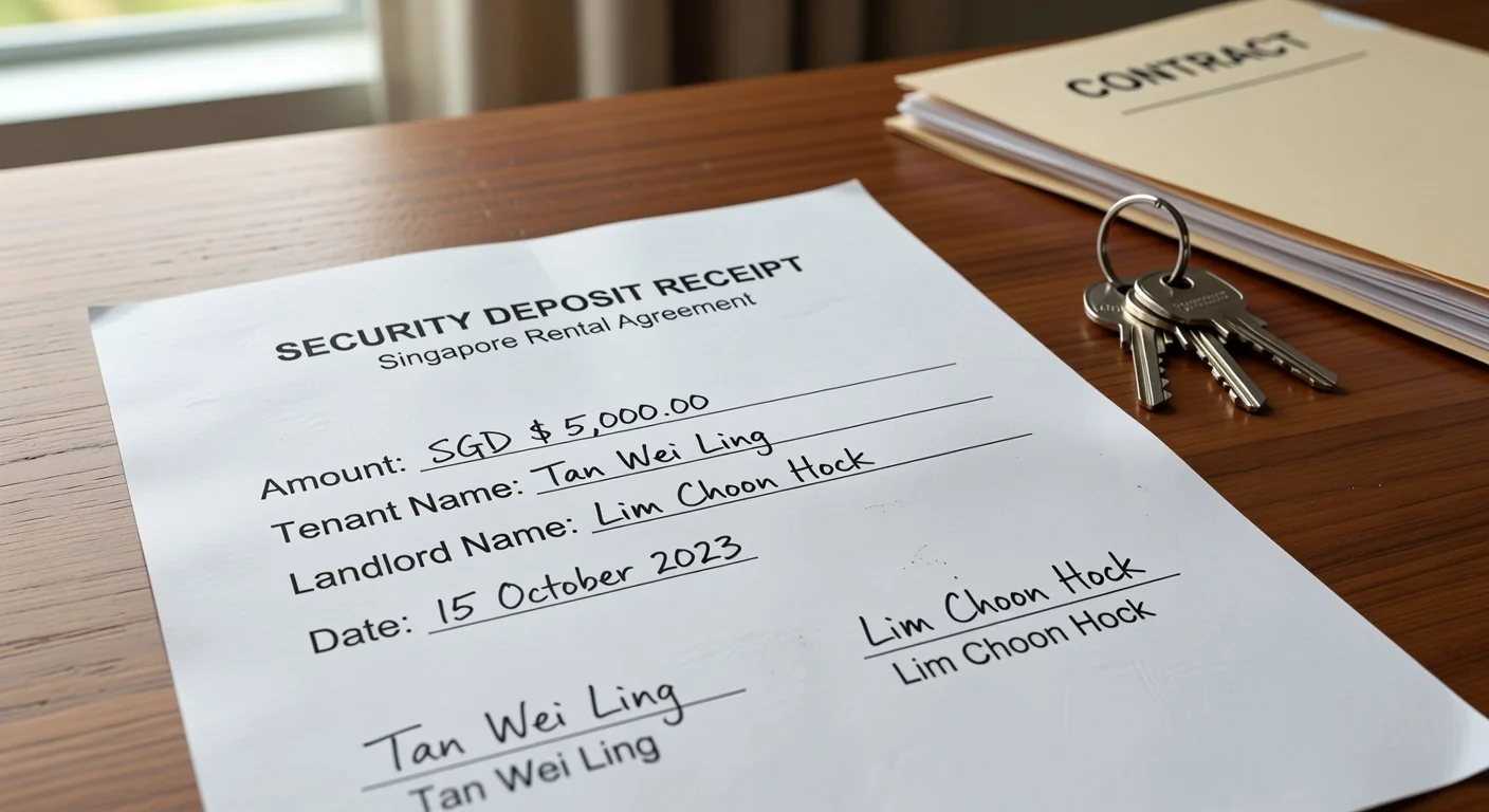 Close-up of completed deposit receipt form