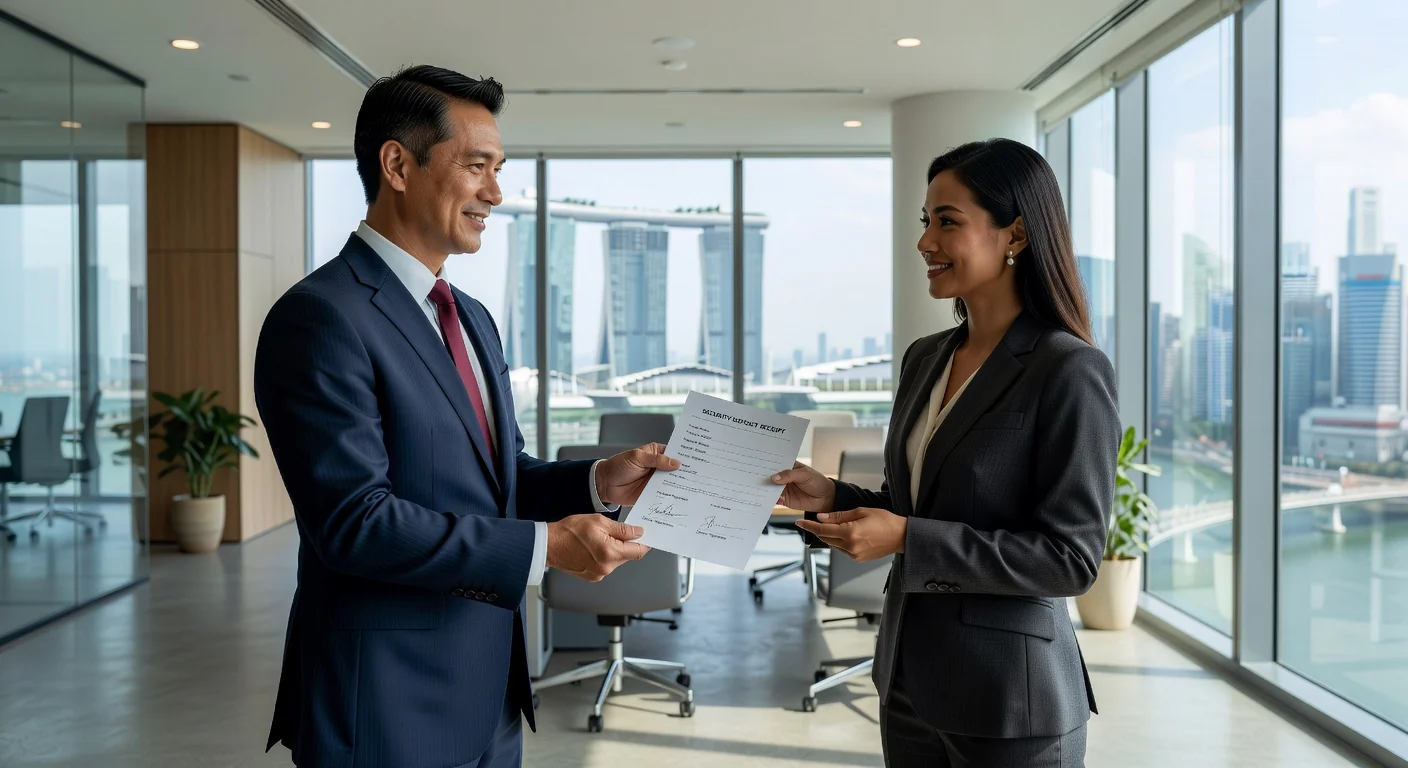 Professional signing security deposit receipt