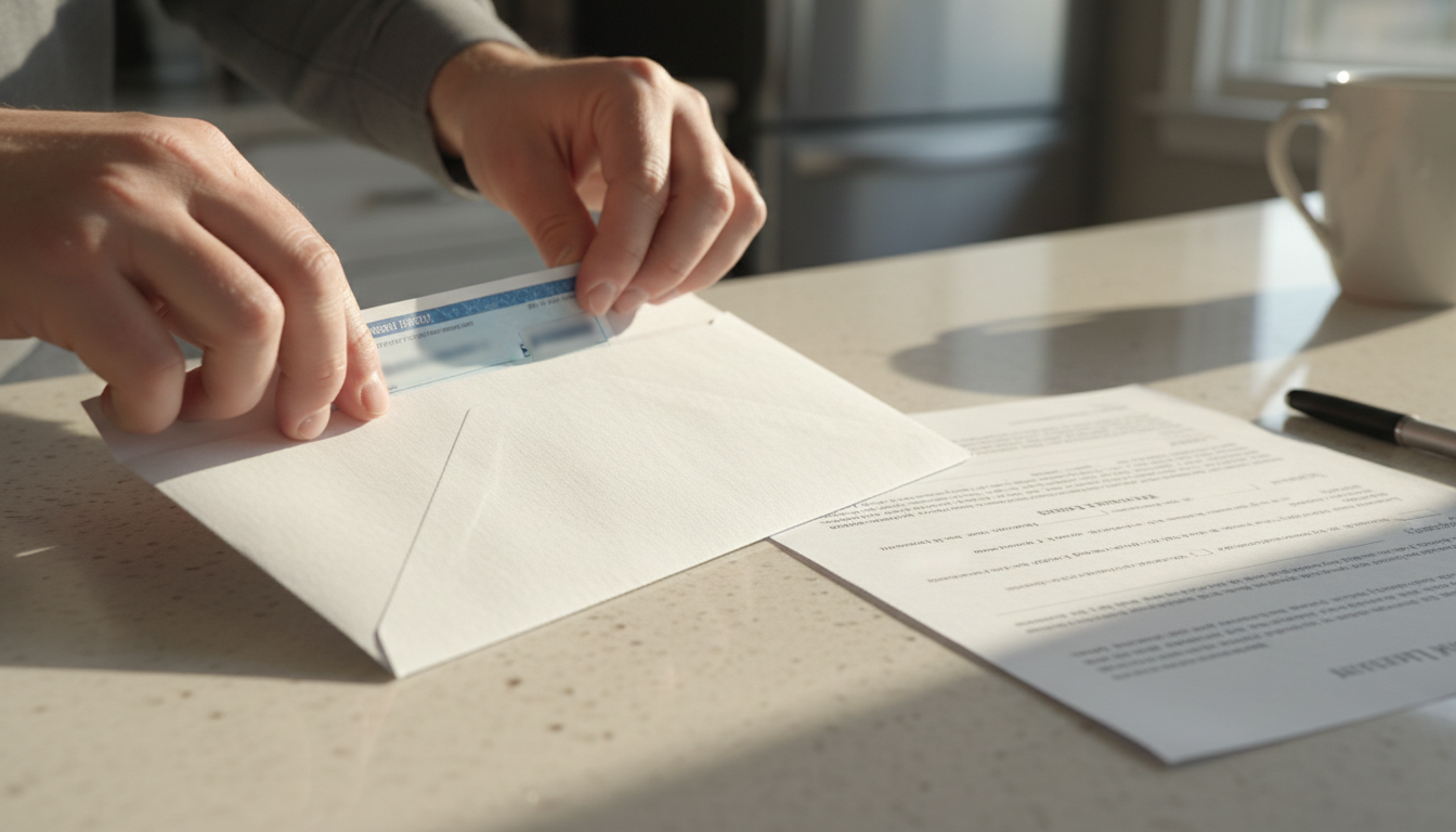 Envelope with security deposit check