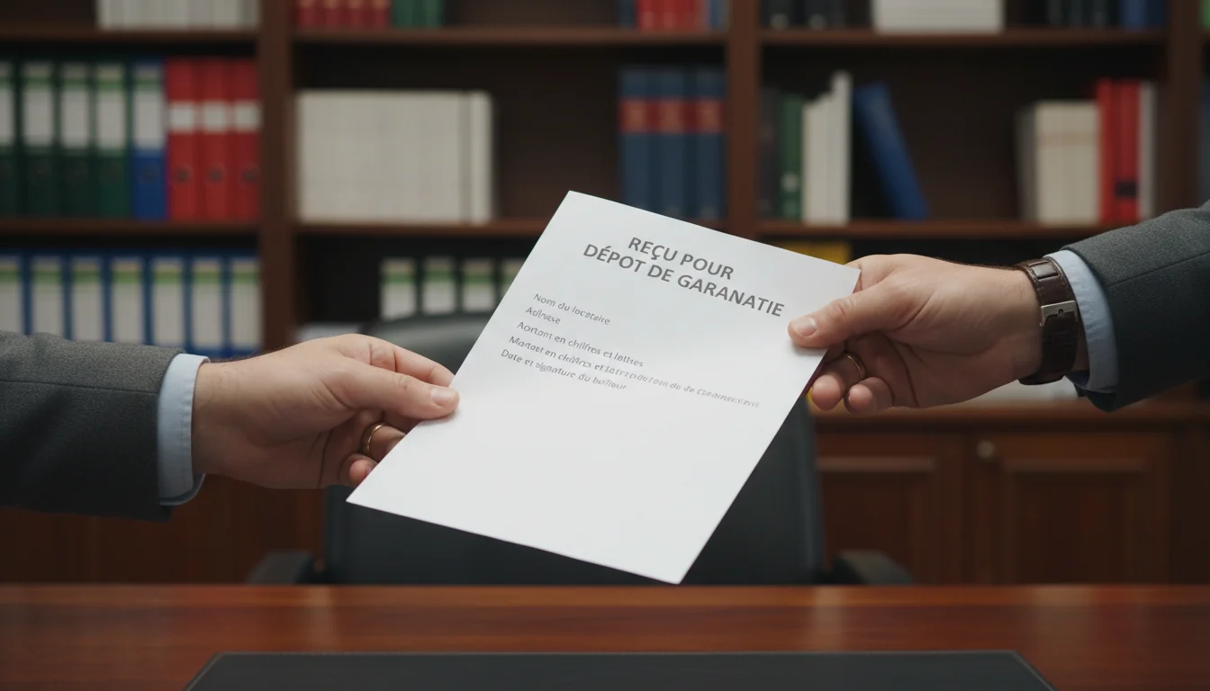 Handing over security deposit receipt