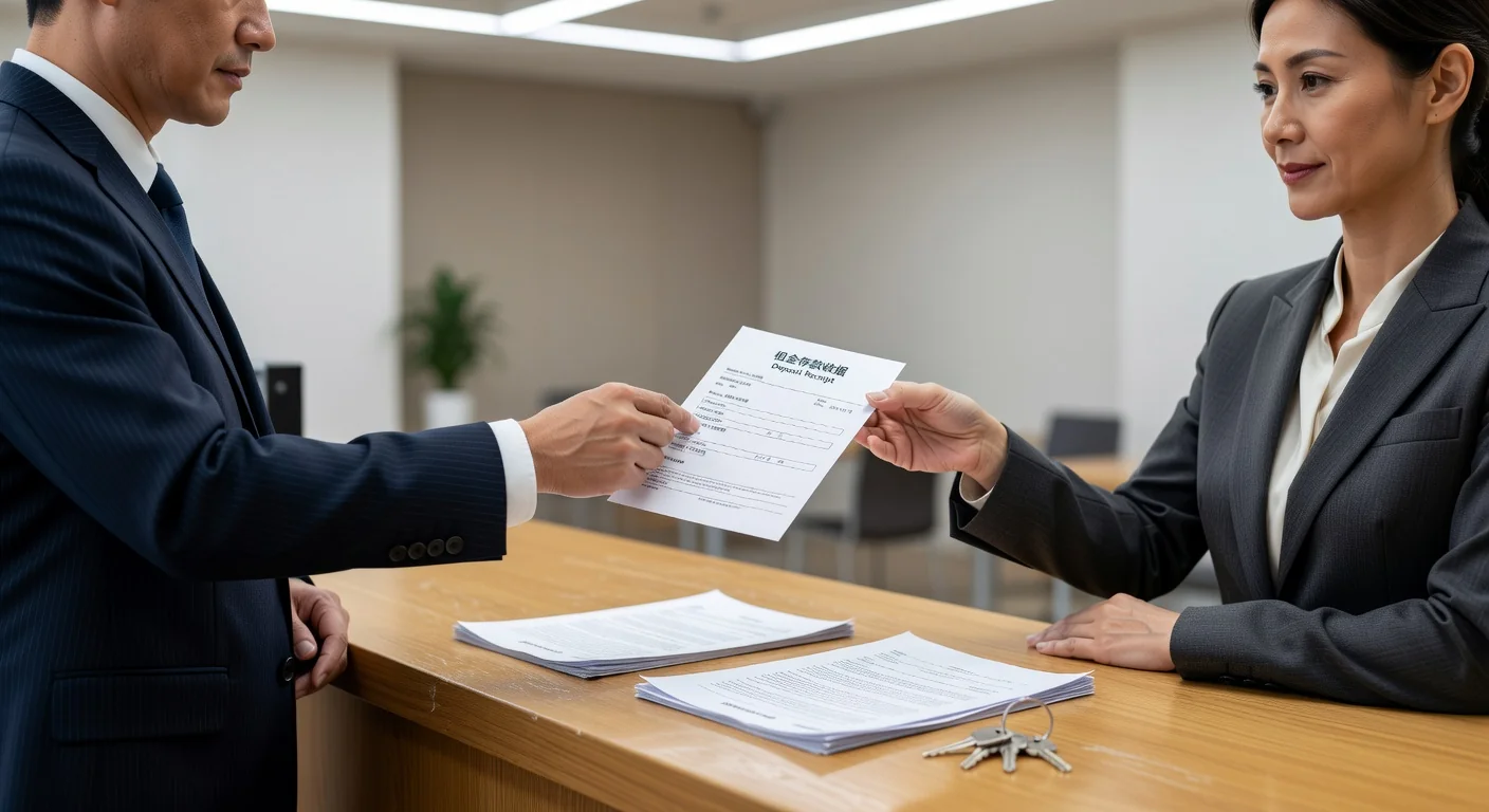 Handing over deposit receipt document.
