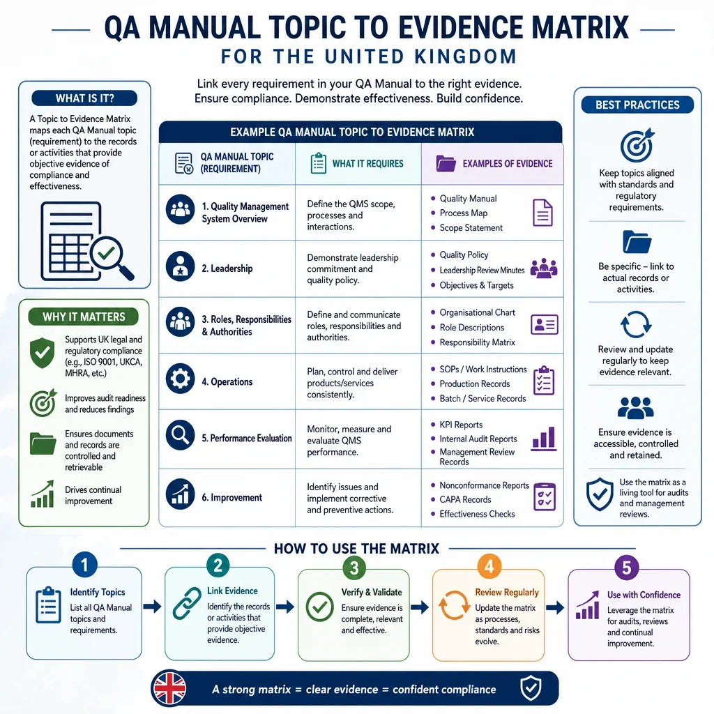QA Manual Topic to Evidence Matrix