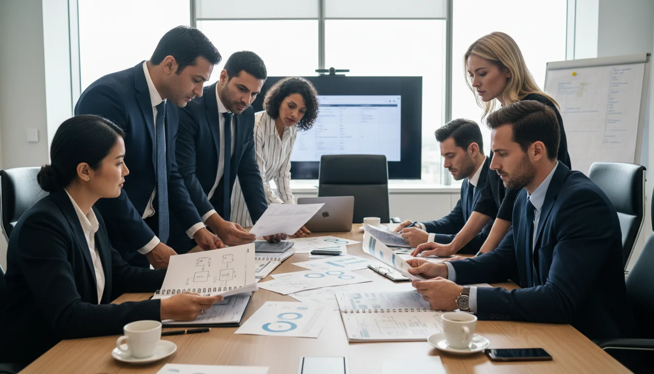 Team reviewing QA components