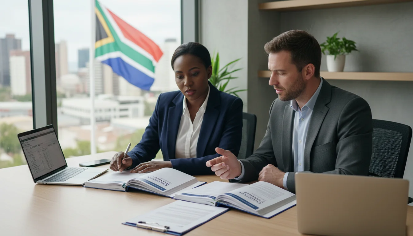 Professionals reviewing quality manual