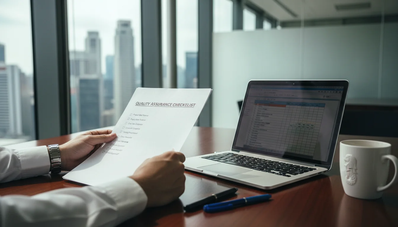 QA checklist on office desk