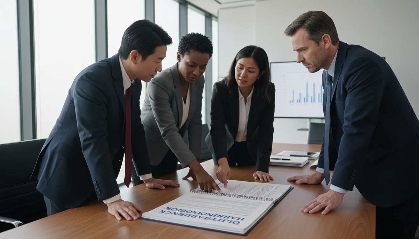 Team reviewing handbook draft