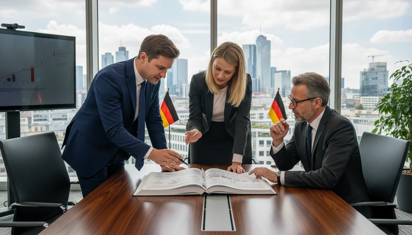 Team discussing quality assurance manual