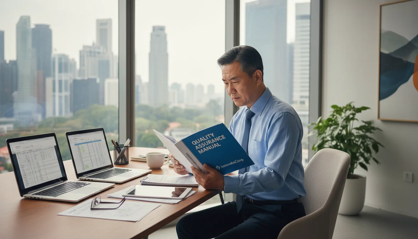 Professional reviewing QA manual