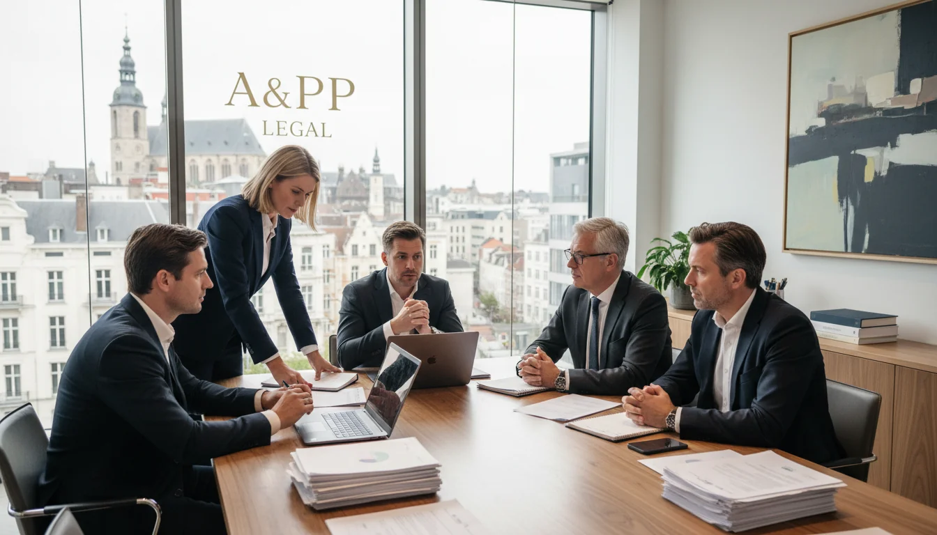 Belgian legal team discussing policies