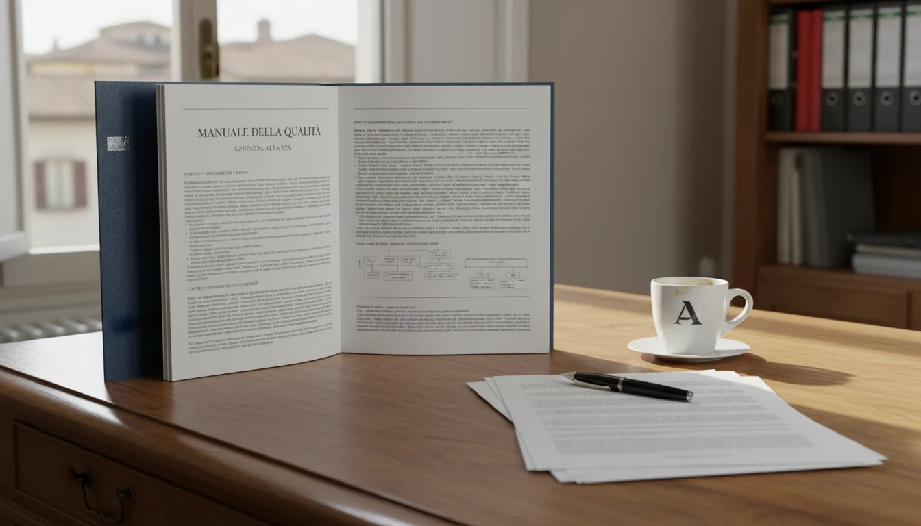 Italian corporate quality manual document close-up