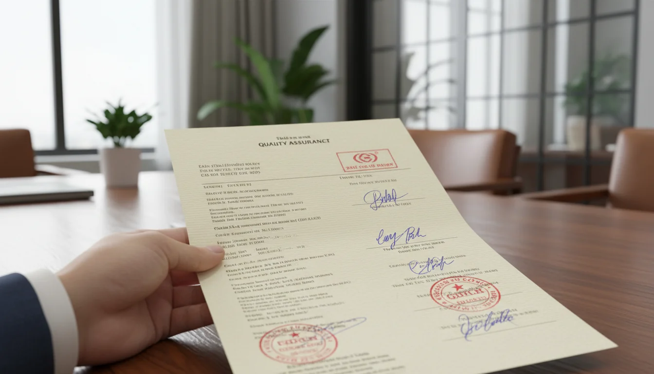 Quality control checklist on corporate paperwork