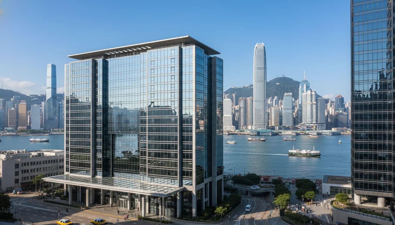 Hong Kong skyline with corporate building