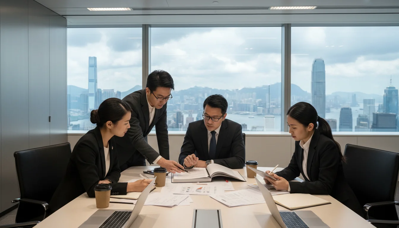 Team reviewing quality assurance manual