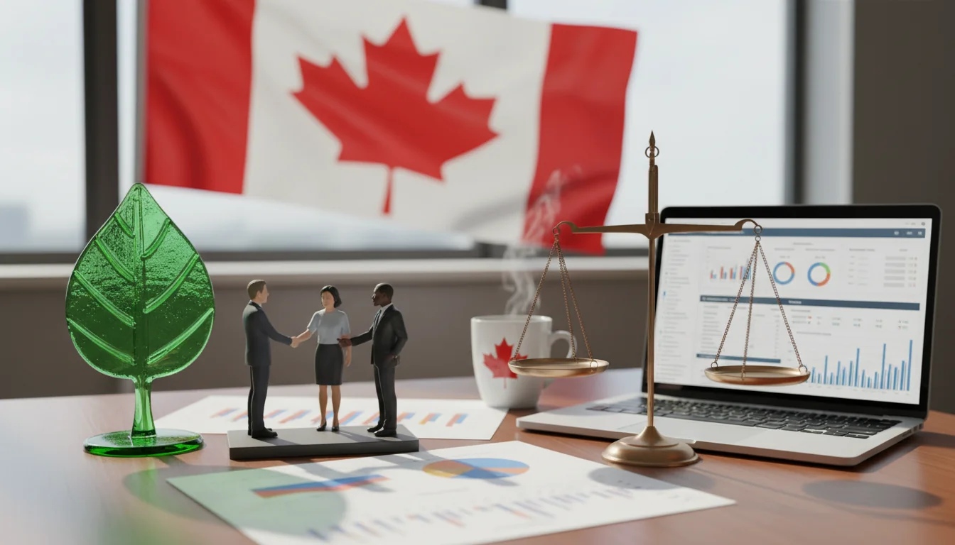 Canadian flag with ESG icons