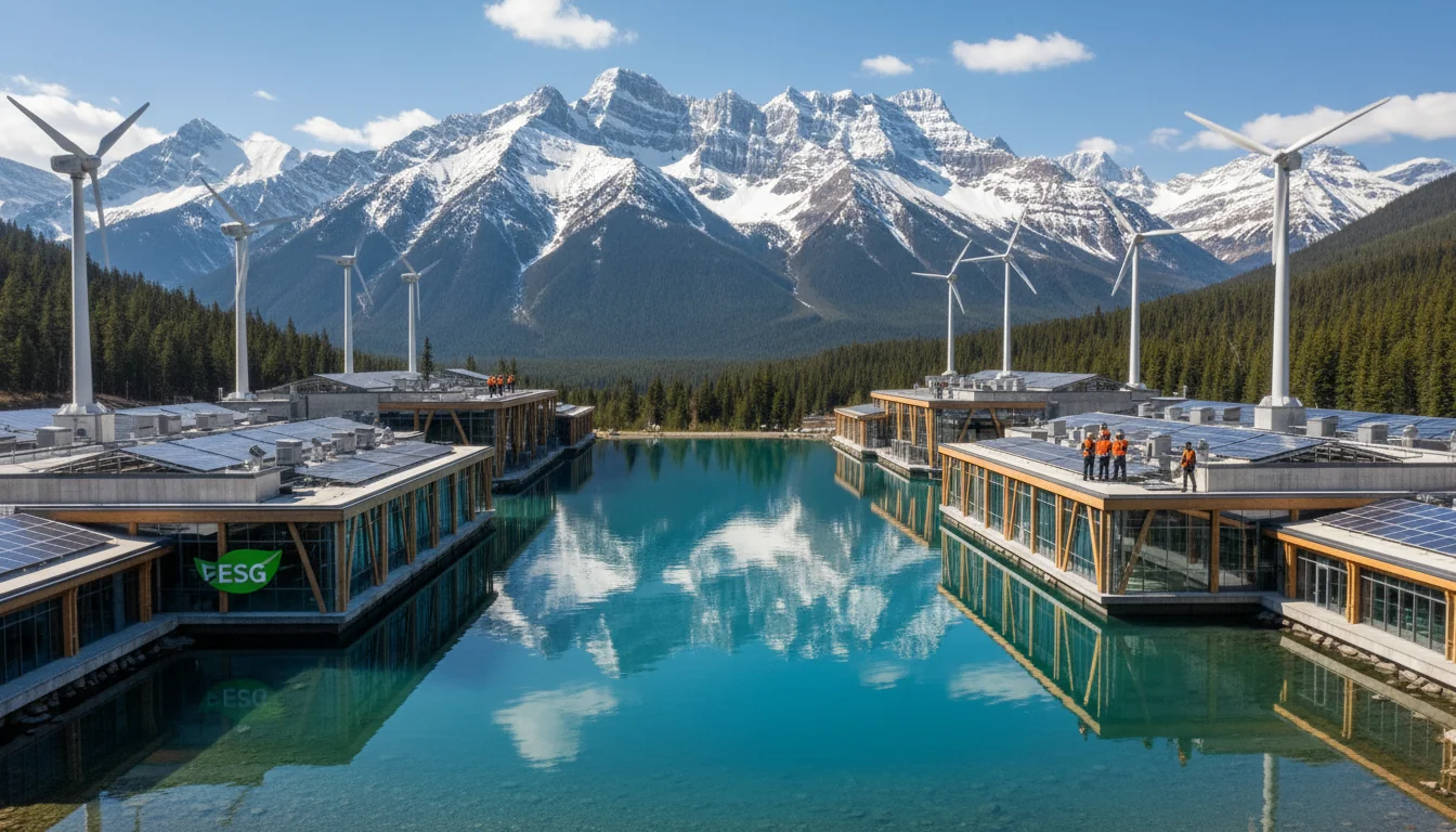 Sustainable Canadian landscape with factories