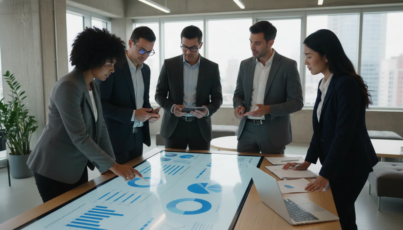 Team reviewing sustainability data.