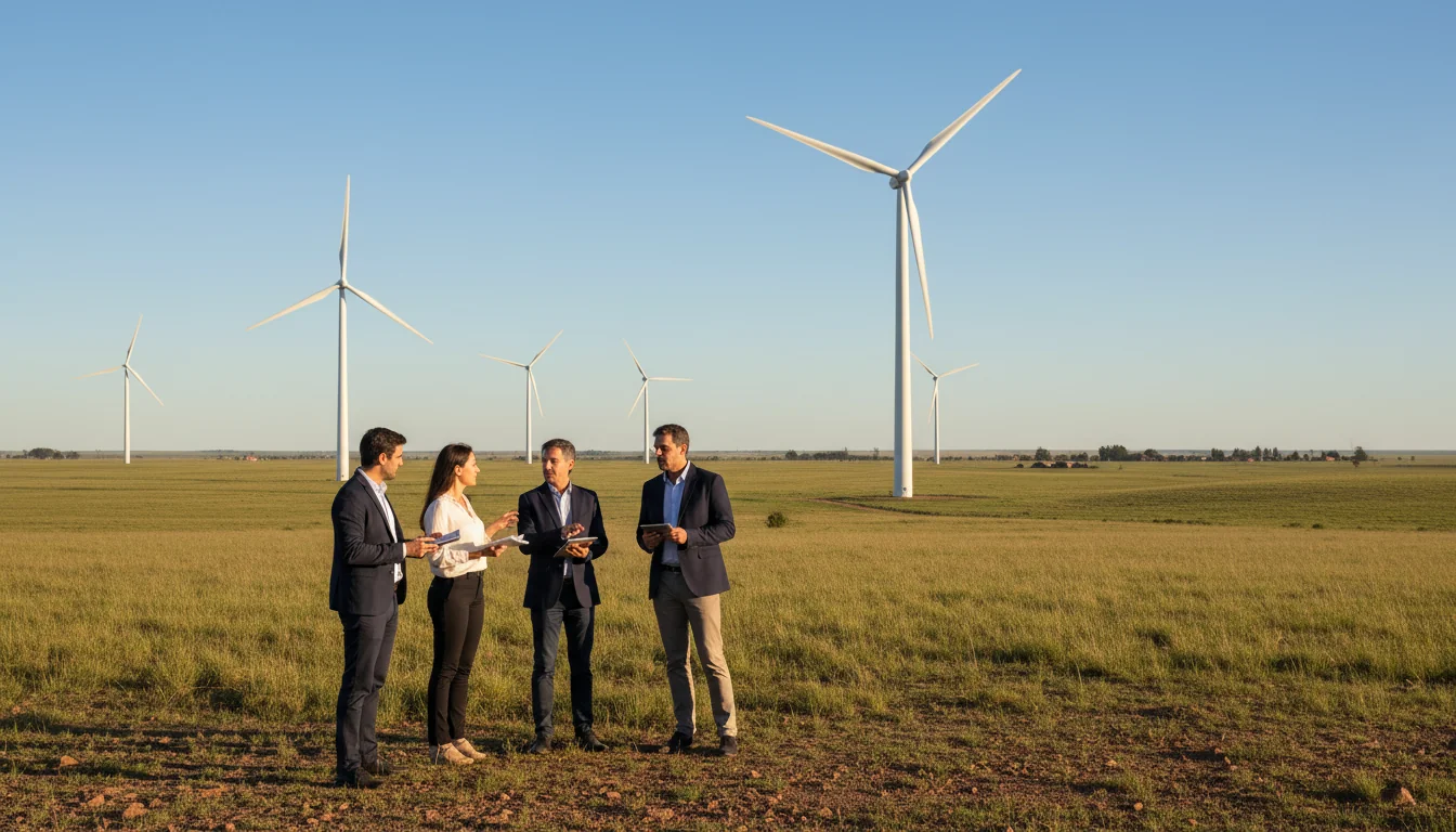 Argentine landscape with wind turbines