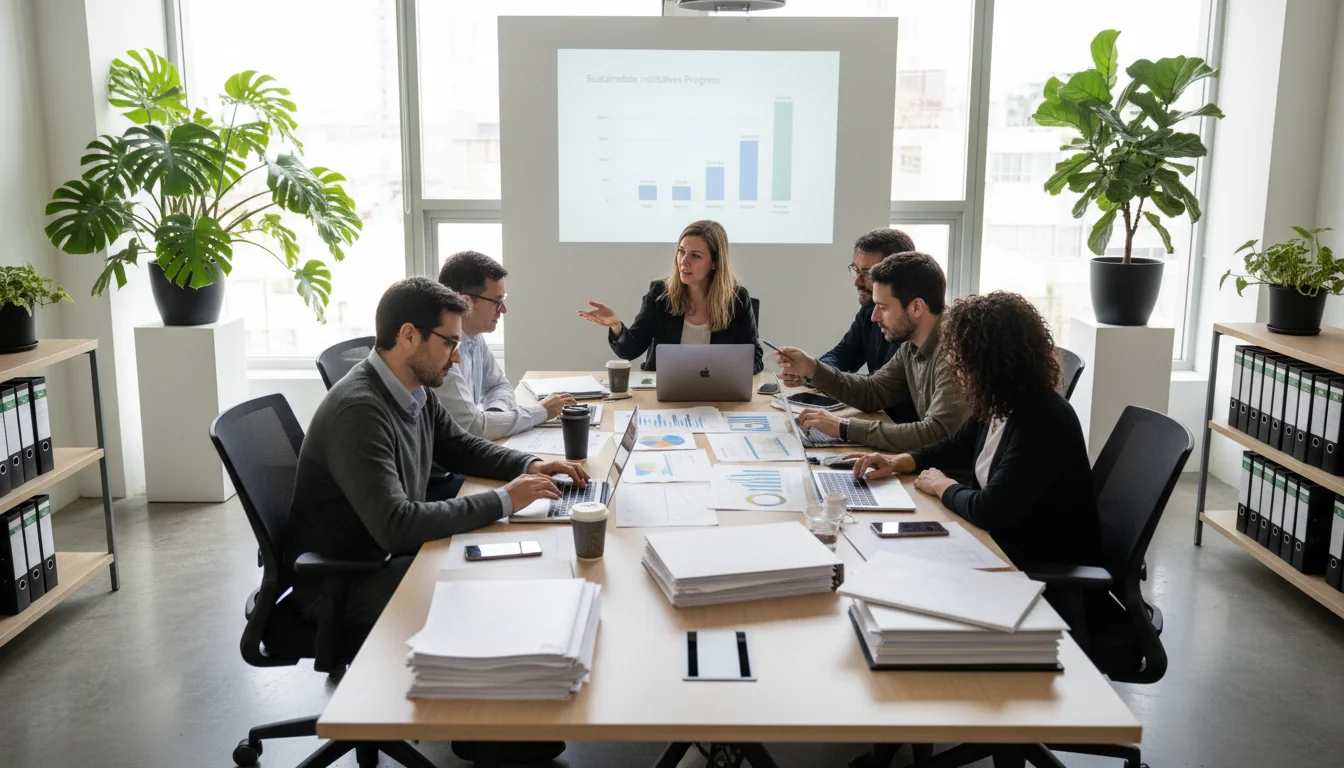 Team preparing sustainability report