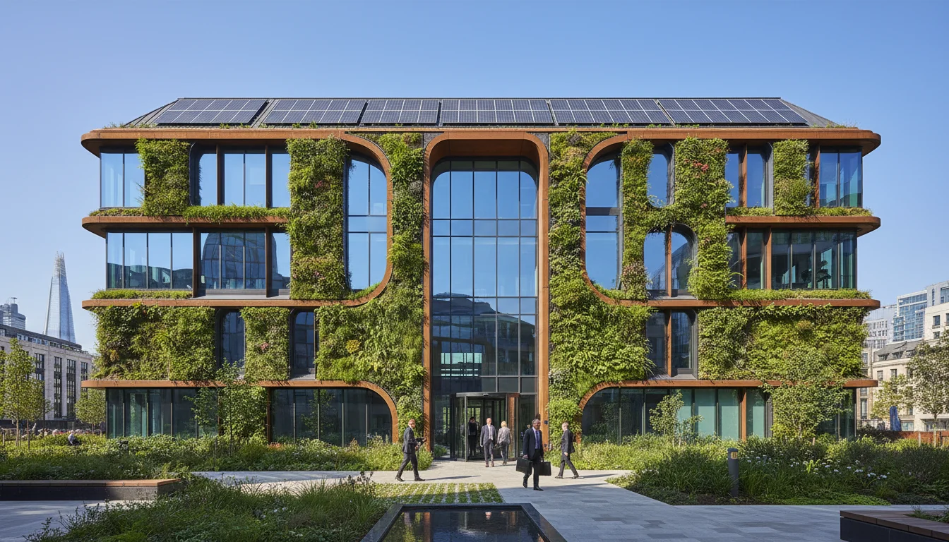 Sustainable UK corporate headquarters exterior