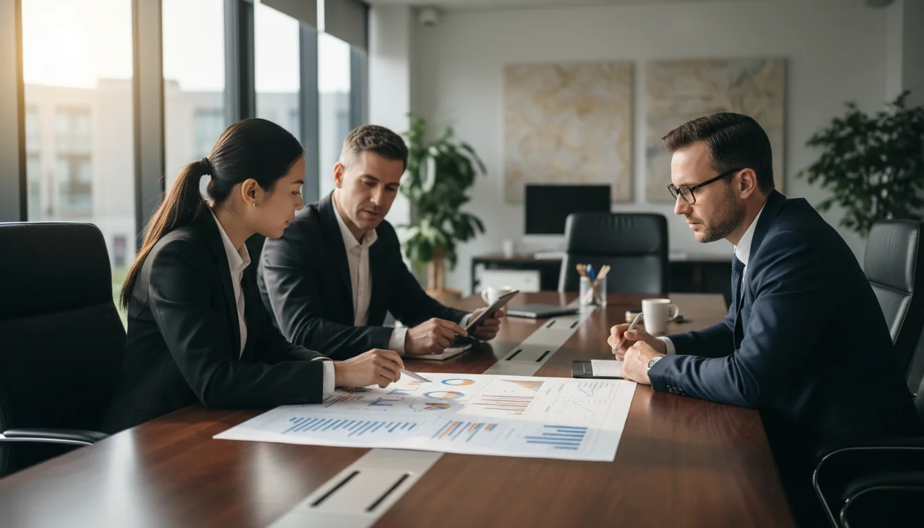 UK business executives reviewing ESG report