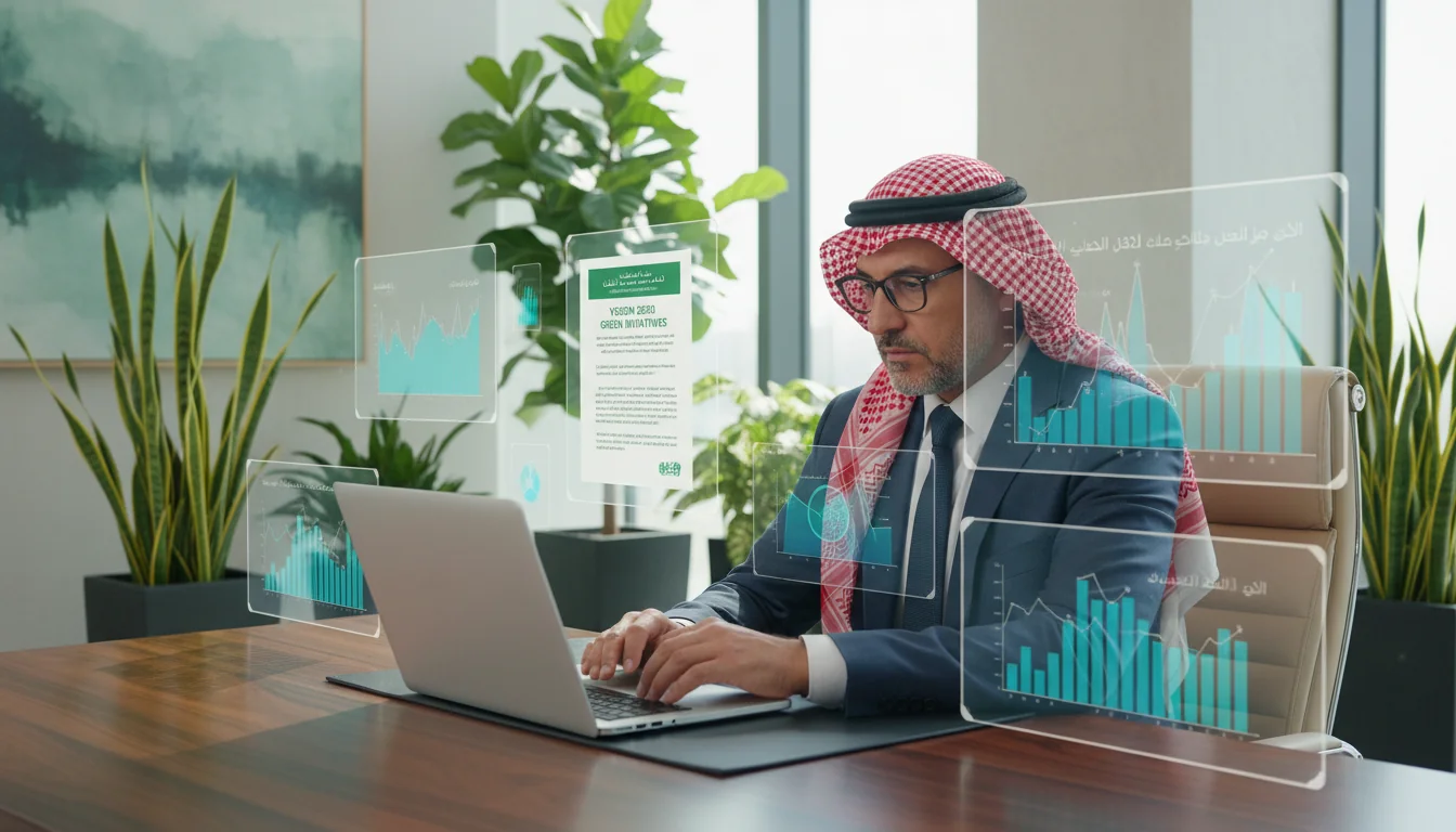 Saudi professional preparing sustainability report