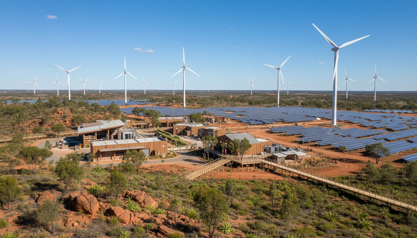 Australian landscape with sustainable factory