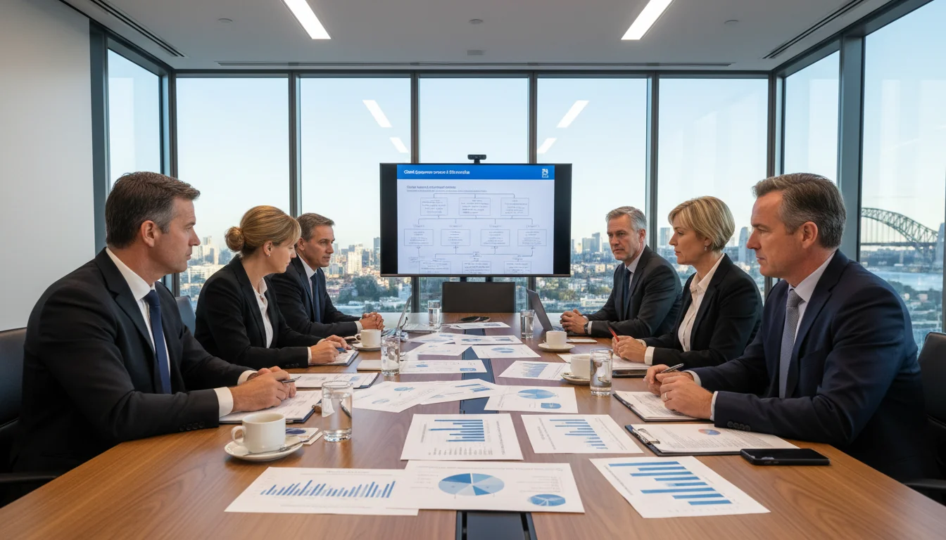 Corporate executives discussing governance policies