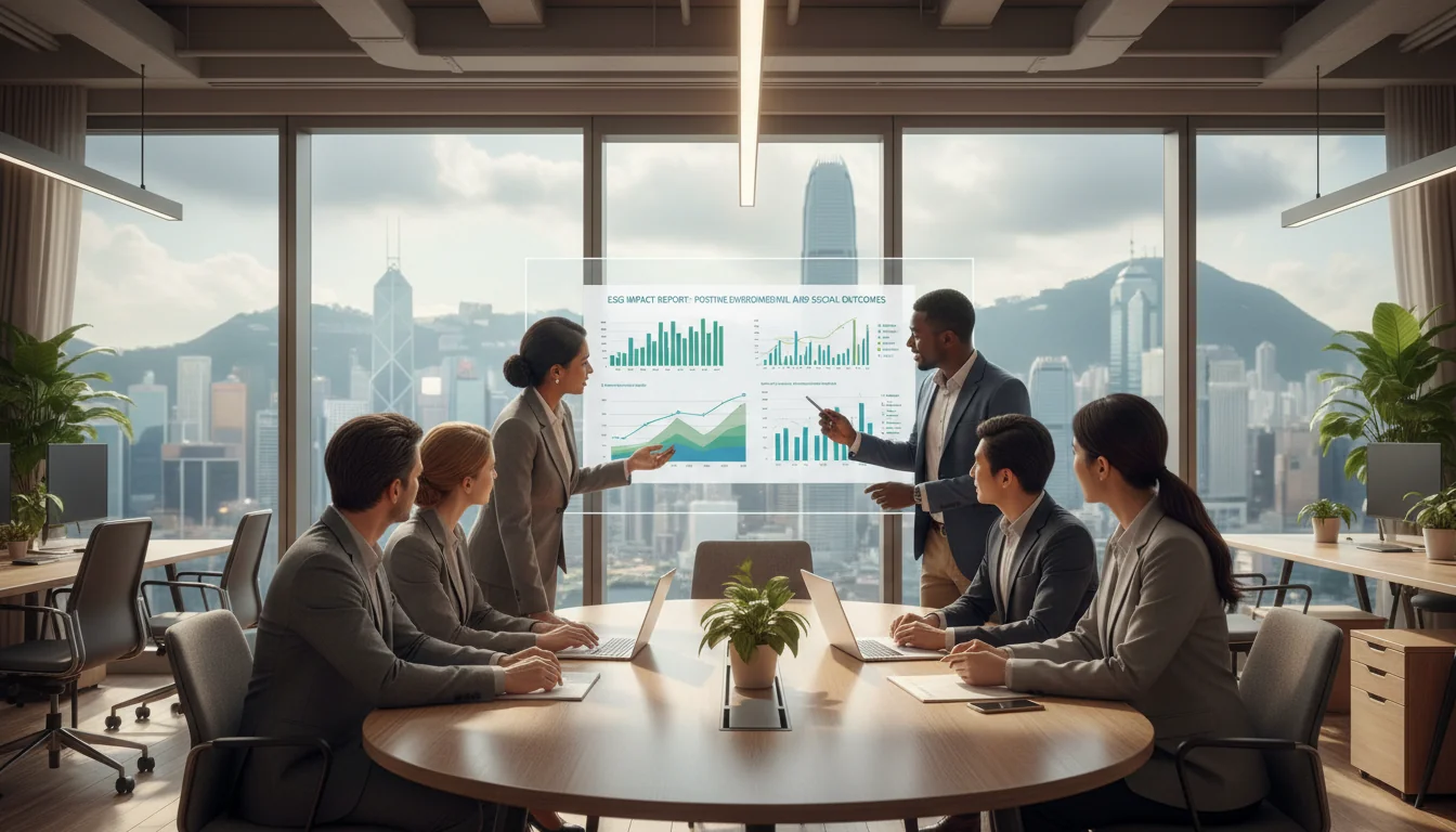 Business executives reviewing ESG report