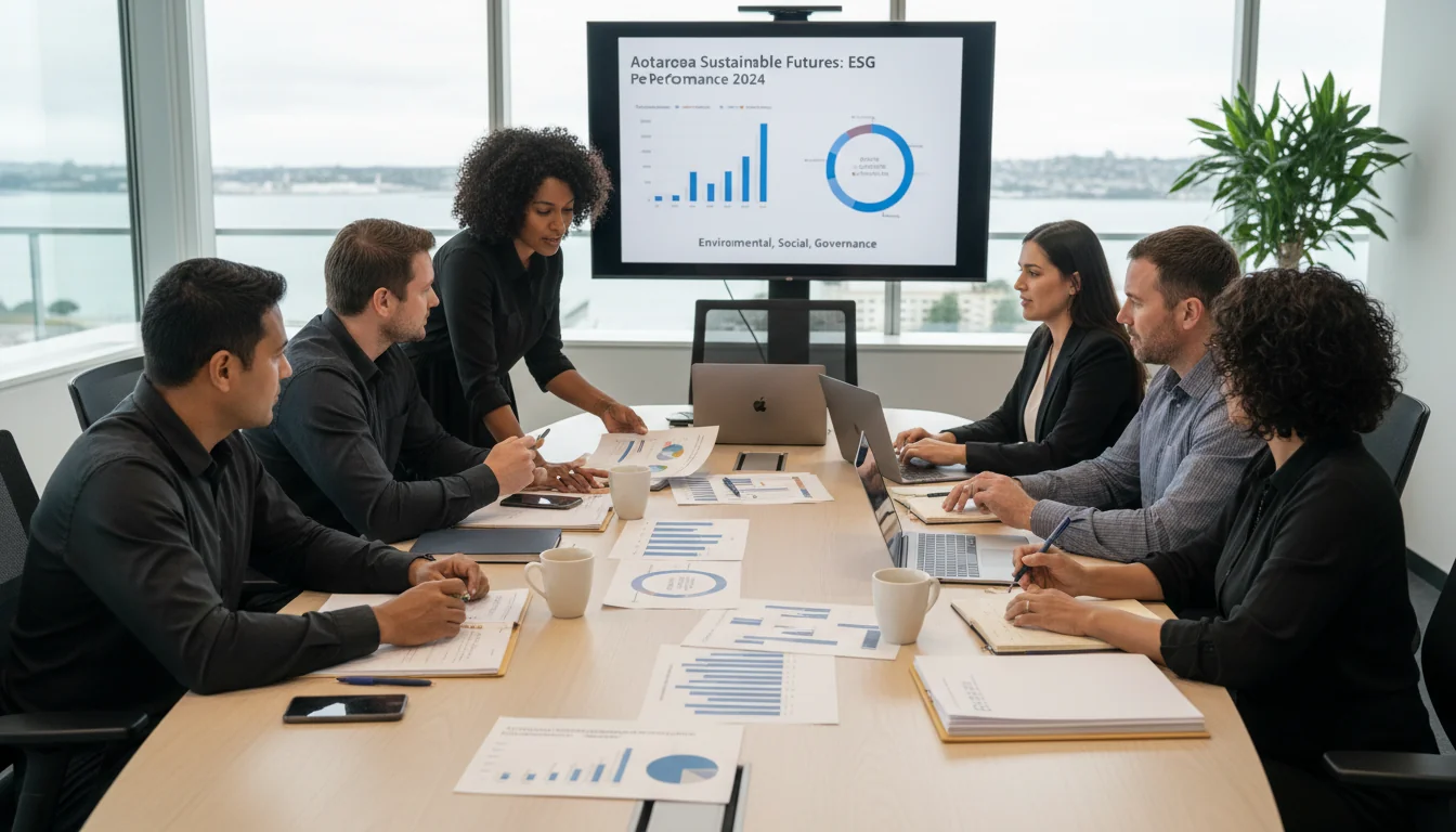 Business team reviewing ESG report