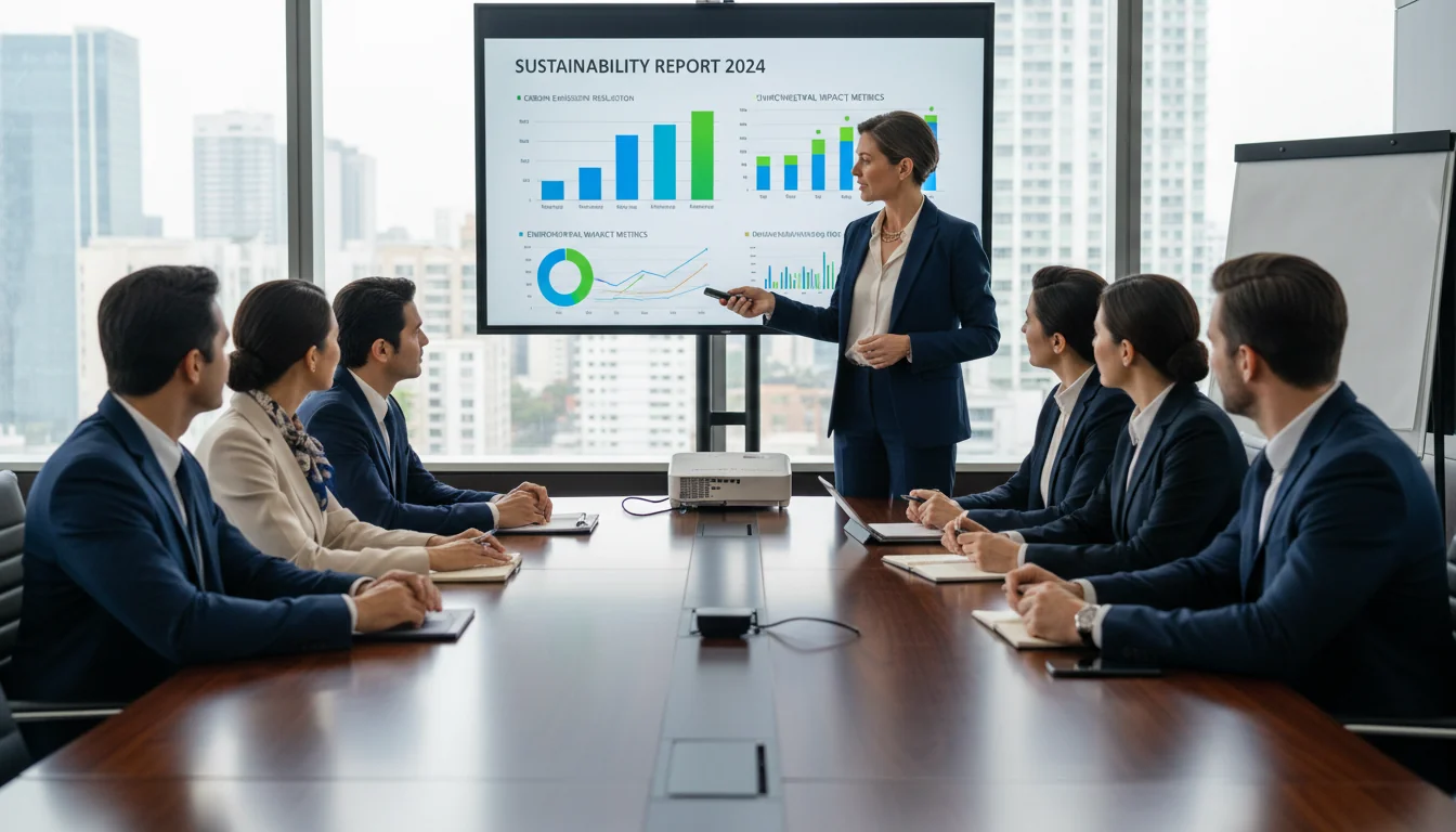 Presenting finished sustainability report.