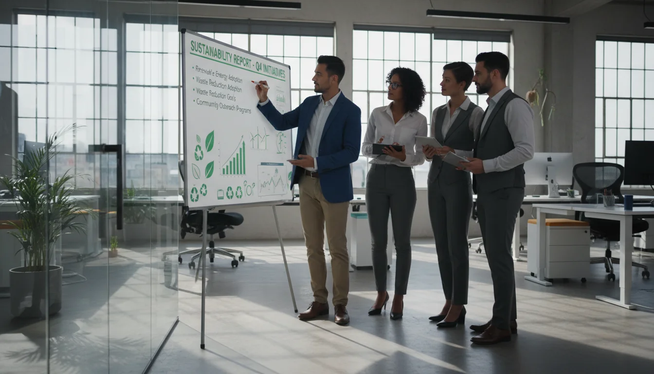 Team planning sustainability report.