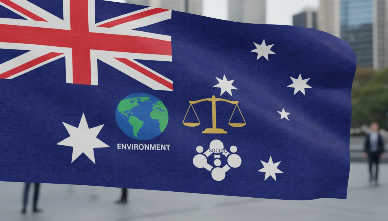 ESG icons on Australian flag background