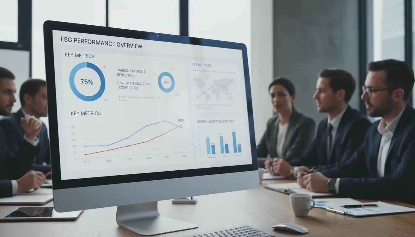 ESG metrics dashboard on screen