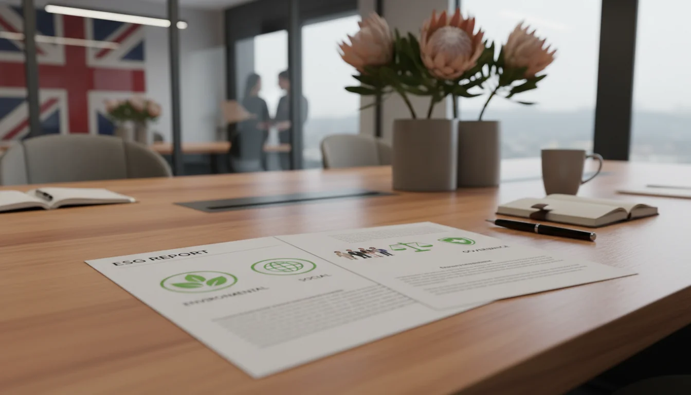 ESG icons on South African corporate background