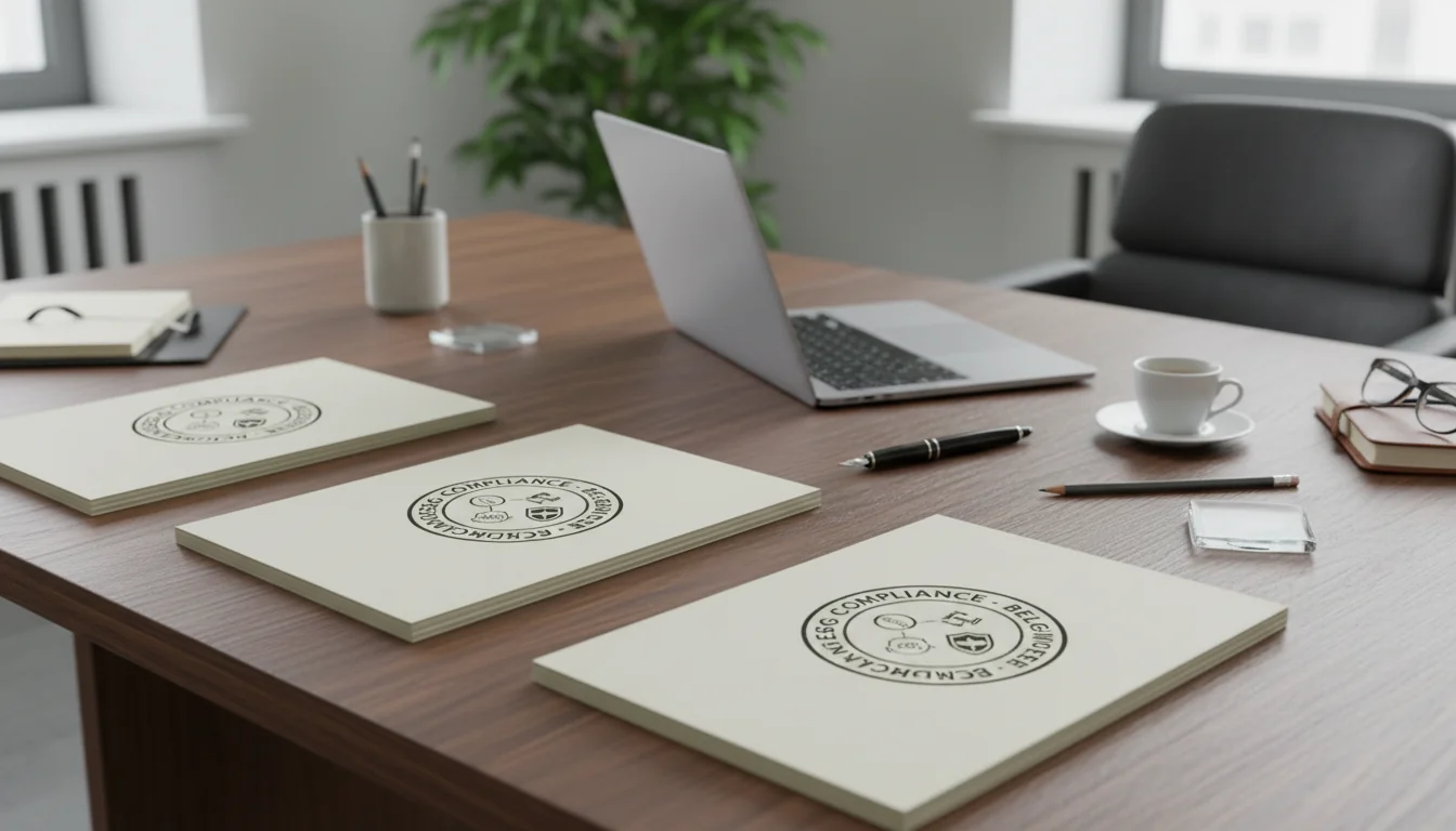 ESG compliance icons on Belgian documents