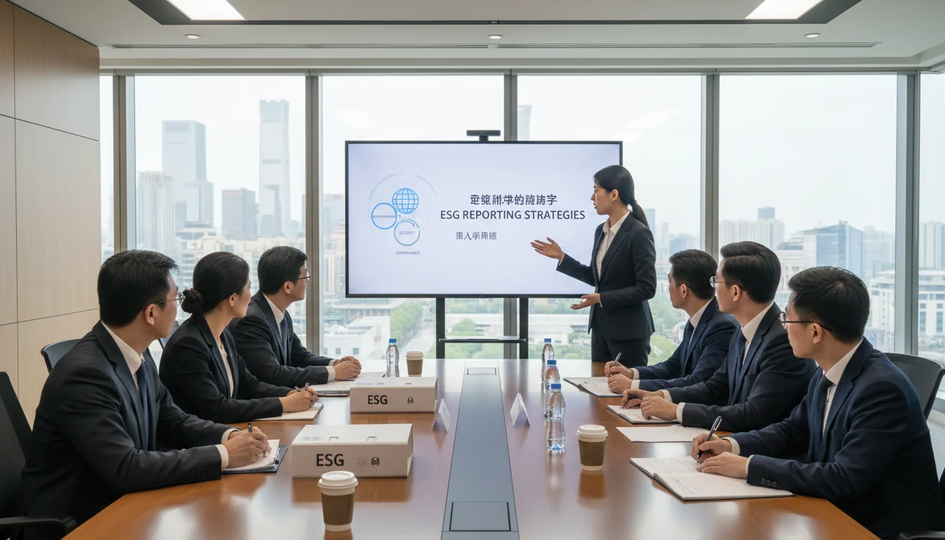 Chinese team discussing ESG strategies