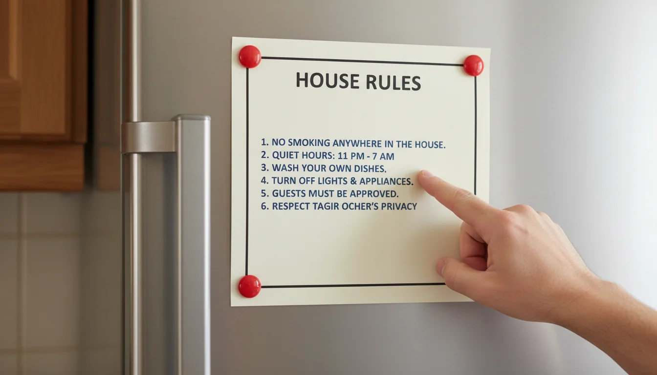 House rules notice on fridge