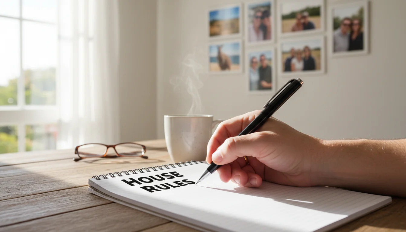 Writing house rules on notepad