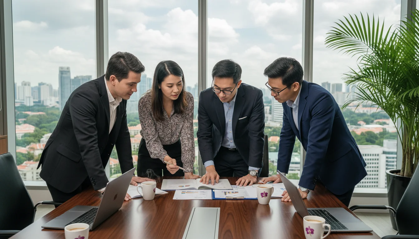 Diverse team discussing employment terms