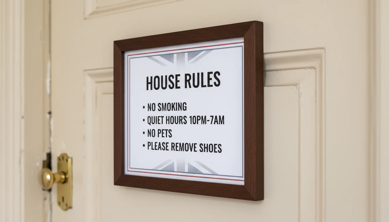 Sign displaying clear house rules