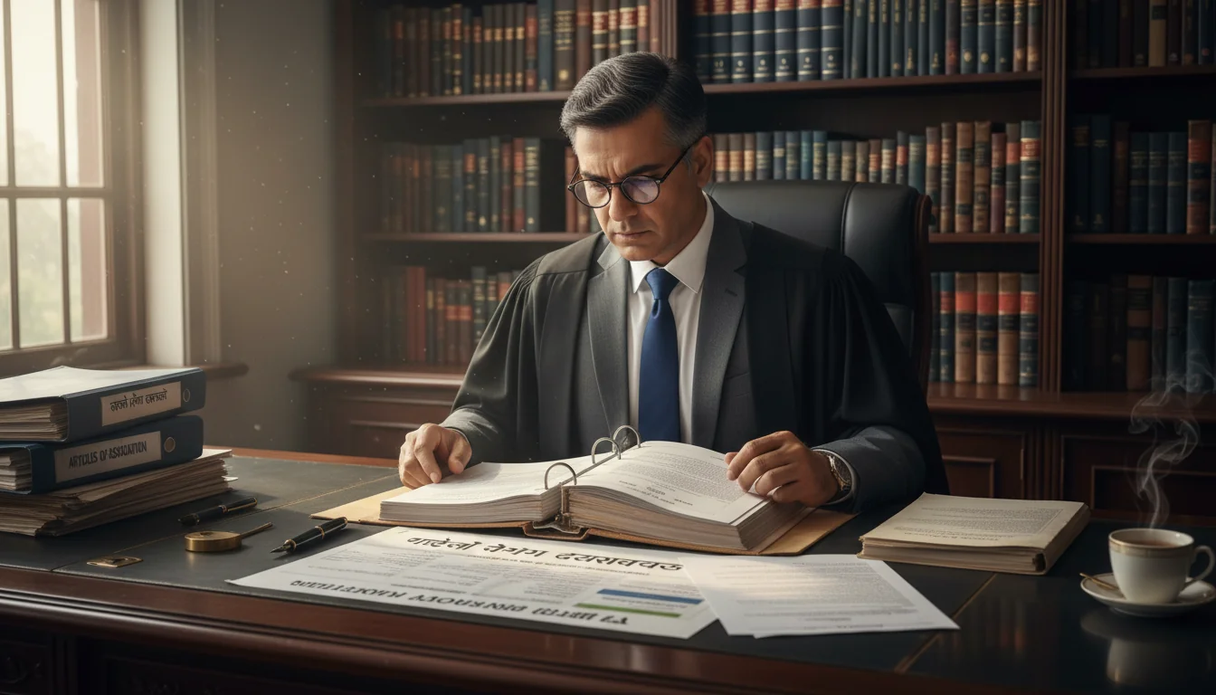 Legal advisor reviewing Indian docs