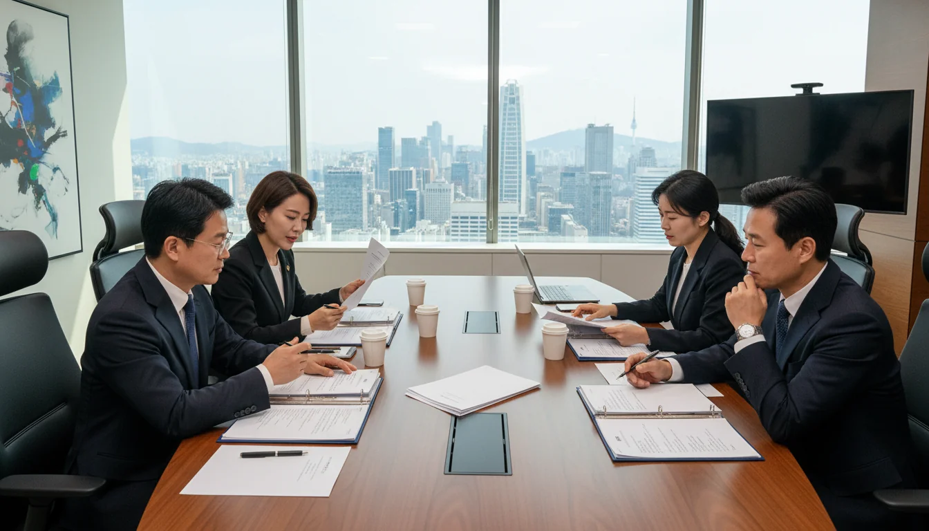 Team reviewing company regulations