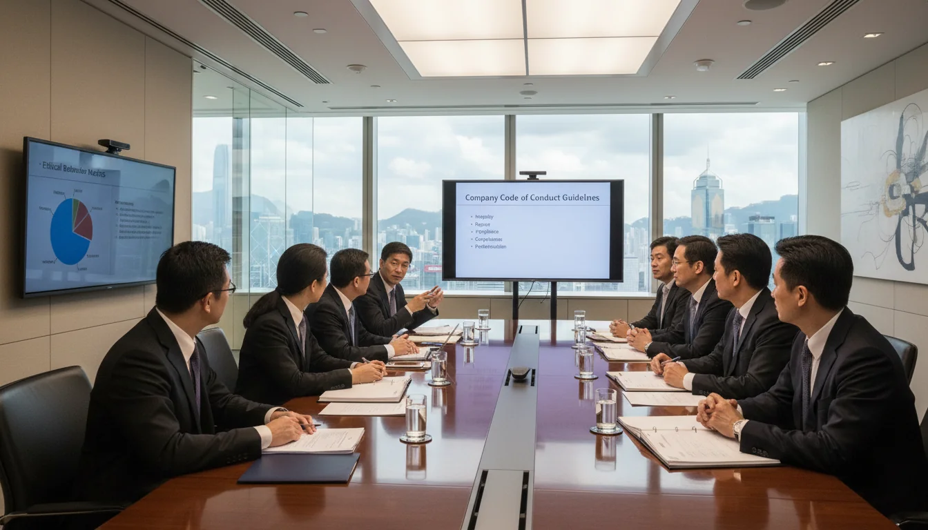 Corporate compliance meeting in boardroom