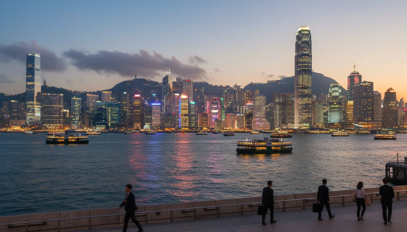 Hong Kong skyline with corporate building