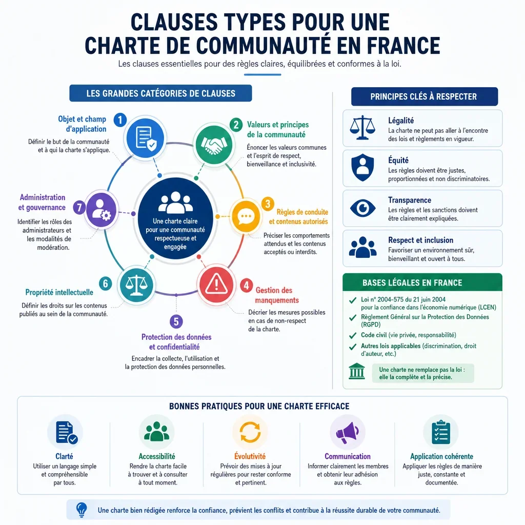 Clauses types pour une charte de communauté