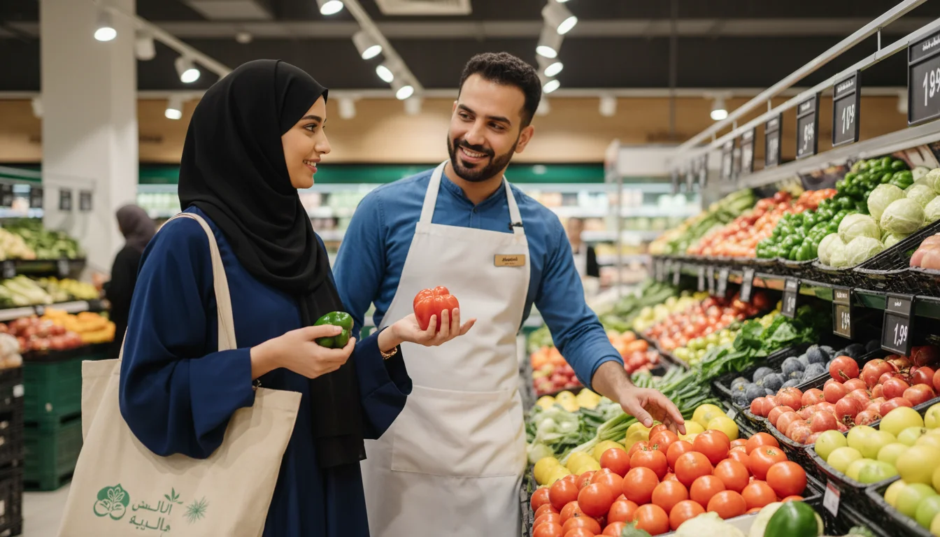Saudi woman in modest attire shopping