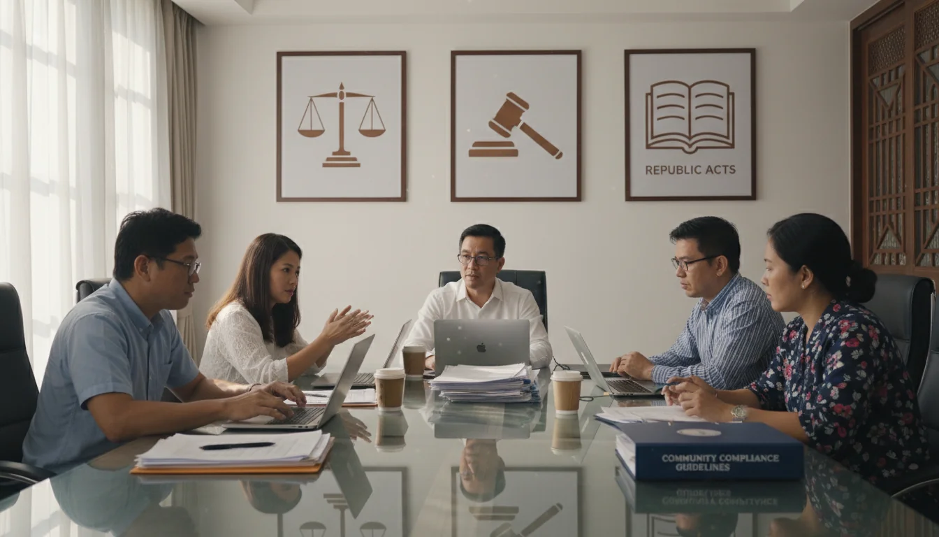 Group of adults discussing community rules