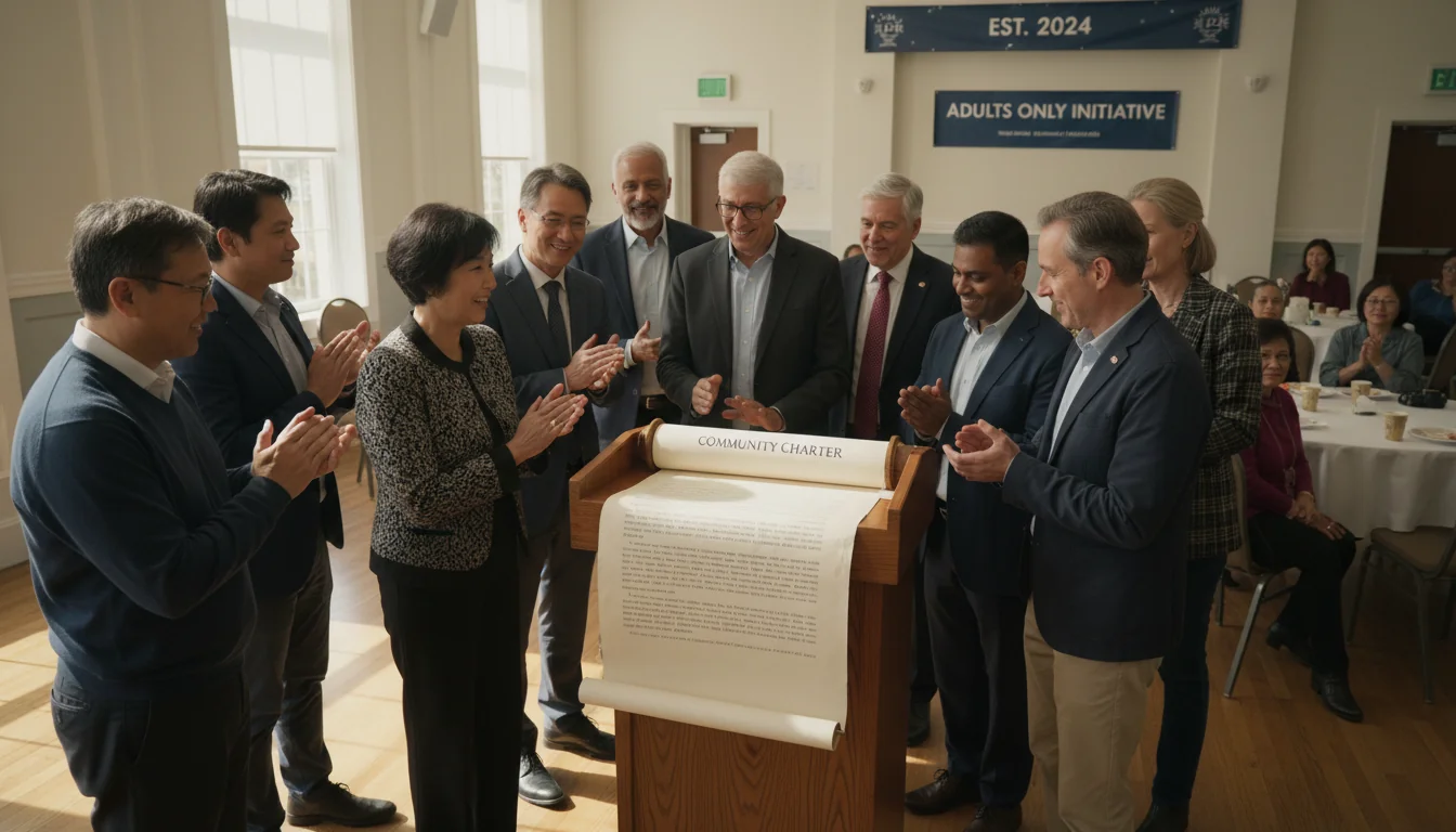Community members signing charter agreement
