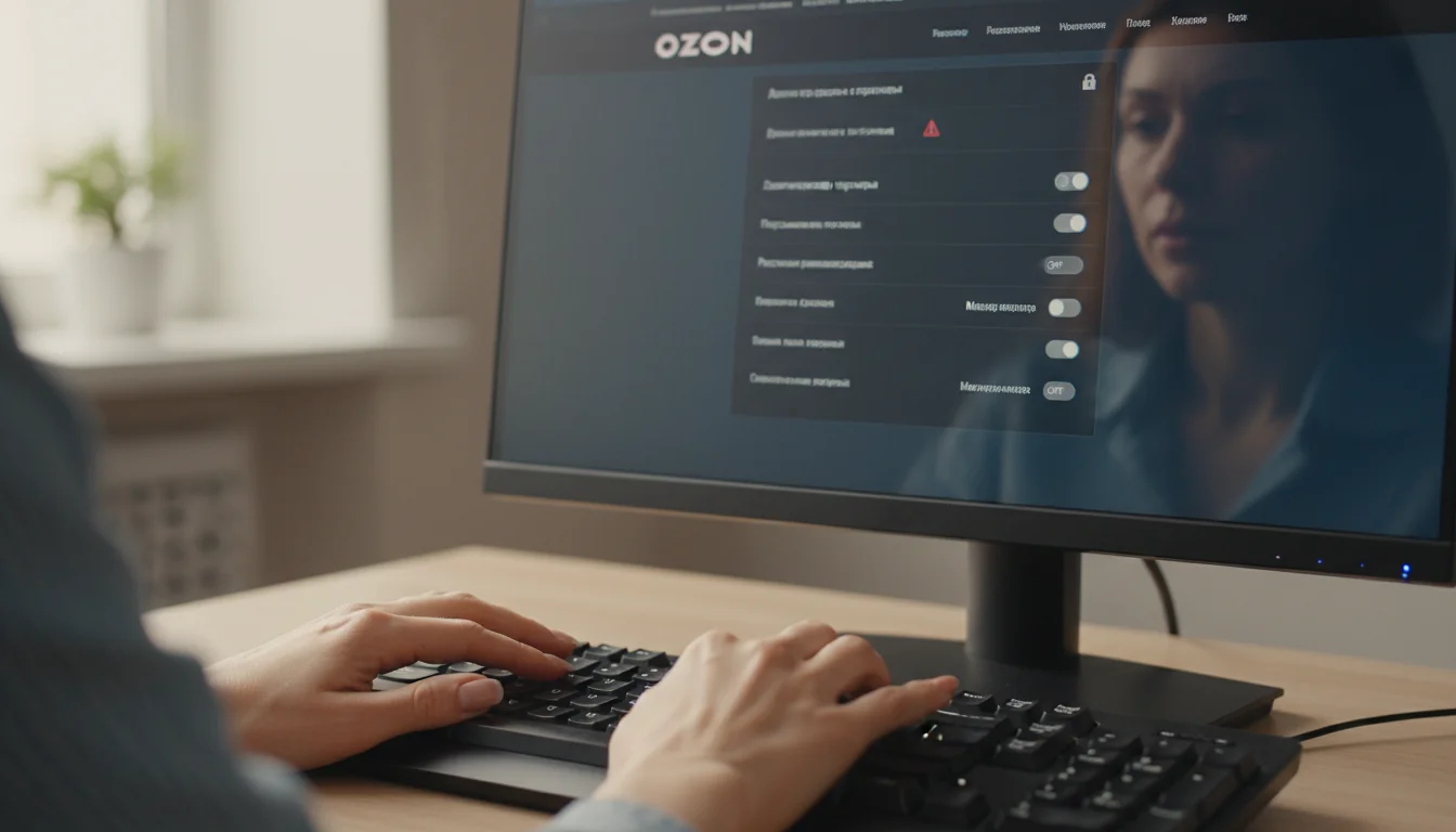 Adult checking privacy settings on Russian website.