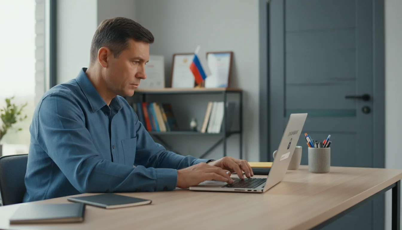 Adult user logging into secure online service.